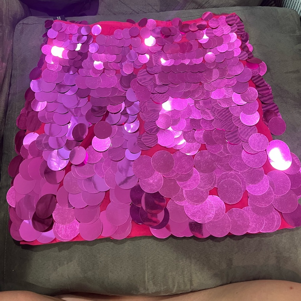 Asos Pink Sequin Disk skirt, size 10